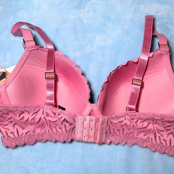 NWT Rene Rofe Wired Push-Up pink lace Bra Intimates Collection Size 36D - Picture 5 of 7